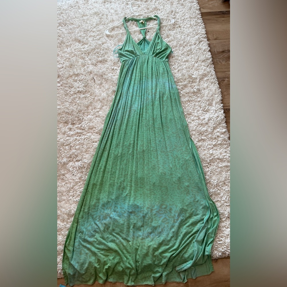 Indah Seafoam Green cheetah Dress